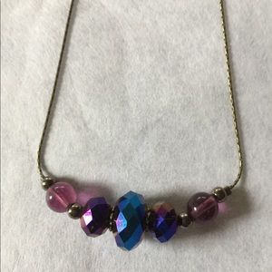 Lovely lavender & blue crystals on bronze chain
